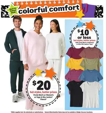 Meijer Vively Men's or Women's or Sage & Sky Juniors' Fleece offer