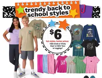 Meijer Falls Creek or Vively Boys' or Girls' Tees or Leggings offer