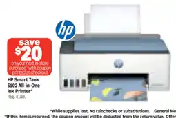 Meijer Hp Smart Tank 5102 All-in-One Ink Printer offer