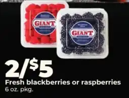 Hy-Vee Giant fresh blackberries or raspberries offer
