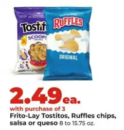 Hy-Vee Frito-Lay Tostitos, Ruffles chips, salsa or queso offer