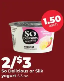 Hy-Vee So Delicious or Silk yogurt offer