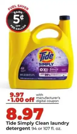 Hy-Vee Tide Simply Clean laundry detergent offer