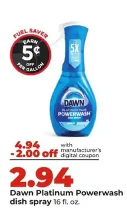 Hy-Vee Dawn Platinum Powerwash dish spray offer