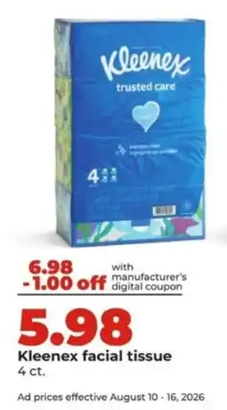 Hy-Vee Kleenex facial tissue offer