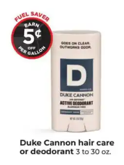 Hy-Vee Duke Cannon hair care or deodorant offer