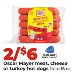 Hy-Vee Oscar Mayer meat, cheese or turkey hot dogs offer