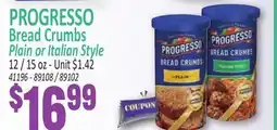 Jetro PROGRESSO Bread Crumbs Plain or Italian Style offer