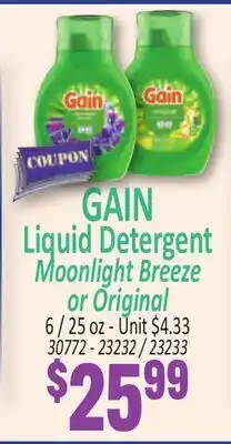 Jetro GAIN Liquid Detergent Moonlight Breeze or Original offer