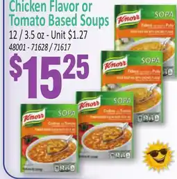 Jetro Chicken Flavor or Tomato Based Soups offer