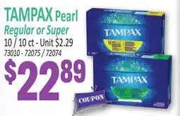 Jetro TAMPAX Pearl Regular or Super offer