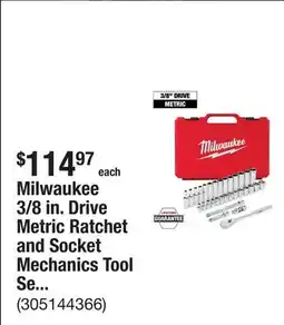 The Home Depot Milwaukee 3/8 in. Drive Metric Ratchet and Socket Mechanics Tool Set (32-Piece) offer