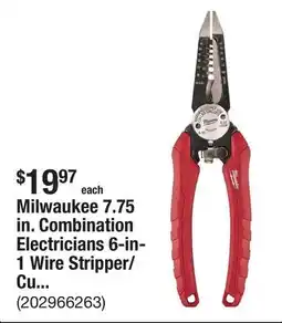 The Home Depot Milwaukee 7.75 in. Combination Electricians 6-in-1 Wire Stripper/Cutter Pliers offer