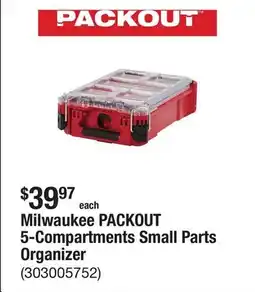 The Home Depot Milwaukee PACKOUT 5-Compartments Small Parts Organizer offer