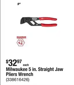 The Home Depot Milwaukee 5 in. Straight Jaw Pliers Wrench offer