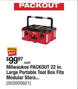 The Home Depot Milwaukee PACKOUT 22 in. Large Portable Tool Box Fits Modular Storage System offer