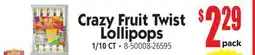 Jetro Crazy Fruit Twist Lollipops offer