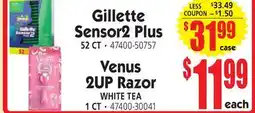 Jetro Gillette Sensor2 Plus 52 CT • Venus 2UP Razor WHITE TEA 1 CT offer