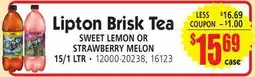 Jetro Lipton Brisk Tea SWEET LEMON OR STRAWBERRY MELON offer