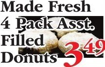 Made Fresh 4 Pack Asst. Filled Donuts