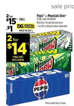 Dollar General Pepsi or Mountain Dew offer