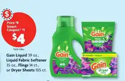 Family Dollar Gain Liquid, Liquid Fabric Softener, Flings, or Dryer Sheets offer