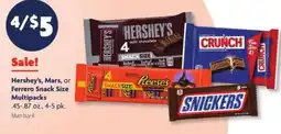 Family Dollar Hershey's, Mars, or Ferrero Snack Size Multipacks offer