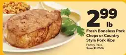 Save a Lot Fresh Boneless Pork Chops or Country Style Pork Ribs offer