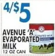 Associated Avenue 'A' evaporated milk offer