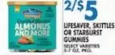 Associated Lifesaver, Skittles or Starburst Gummies offer