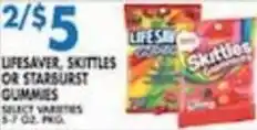 Associated Lifesaver, Skittles or Starburst Gummies offer