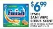 Associated Finish lysol sani wipe citrus scent offer