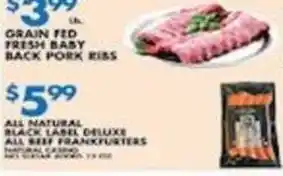 Associated All natural black label deluxe all beef frankfurters offer