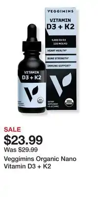 Ulta Beauty Veggimins Organic Nano Vitamin D3 + K2 offer
