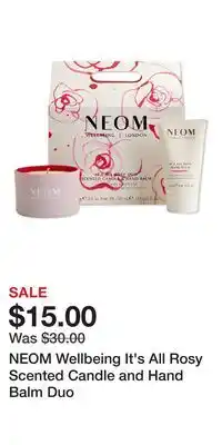 Ulta Beauty NEOM Wellbeing It's All Rosy Scented Candle and Hand Balm Duo offer