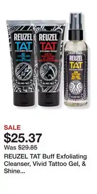 Ulta Beauty REUZEL TAT Buff Exfoliating Cleanser, Vivid Tattoo Gel, & Shine Tattoo Spray Trio offer