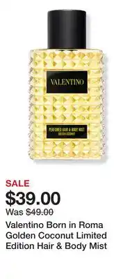 Ulta Beauty Valentino Born in Roma Golden Coconut Limited Edition Hair & Body Mist offer