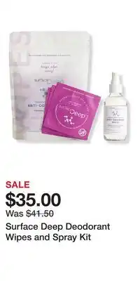 Ulta Beauty Surface Deep Deodorant Wipes and Spray Kit offer