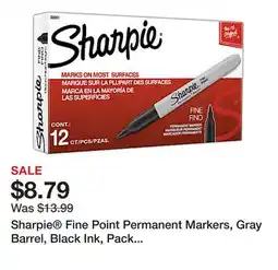 Office Depot Sharpie Fine Point Permanent Markers, Gray Barrel, Black Ink, Pack Of 12 offer