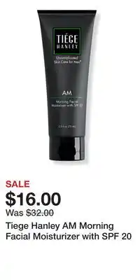Ulta Beauty Tiege Hanley AM Morning Facial Moisturizer with SPF 20 offer