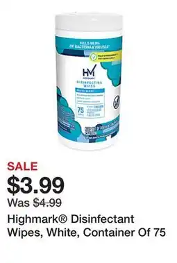 Office Depot Highmark Disinfectant Wipes, White, Container Of 75 offer
