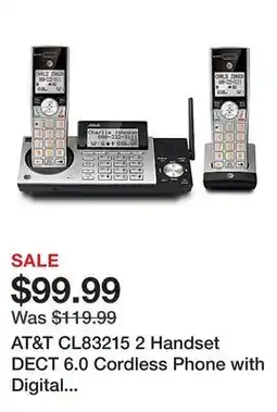 Office Depot AT&T CL83215 2 Handset DECT 6.0 Cordless Phone with Digital Answering System offer