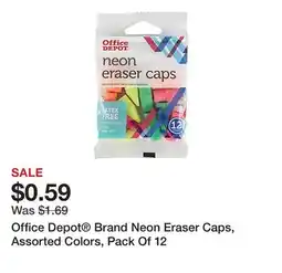 Office Depot Office Depot Brand Neon Eraser Caps, Assorted Colors, Pack Of 12 offer