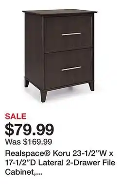Office Depot Realspace Koru 23-1/2W x 17-1/2D Lateral 2-Drawer File Cabinet, Espresso Oak, BIFMA Compliant offer