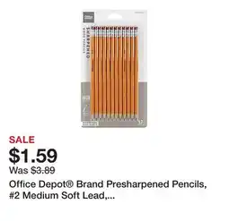 Office Depot Office Depot Brand Presharpened Pencils, #2 Medium Soft Lead, Yellow, Pack Of 12 offer