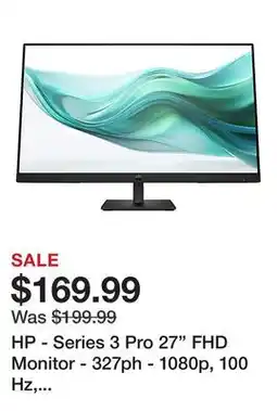 Office Depot HP - Series 3 Pro 27 FHD Monitor - 327ph - 1080p, 100 Hz, Speakers, VGA offer