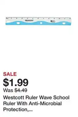 Office Depot Westcott Ruler Wave School Ruler With Anti-Microbial Protection, 12, Assorted Colors offer