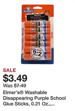 Office Depot Elmer's Washable Disappearing Purple School Glue Sticks, 0.21 Oz., Pack Of 6 + 2 Bonus Sticks offer