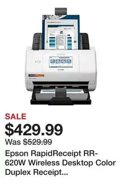 Office Depot Epson RapidReceipt RR-620W Wireless Desktop Color Duplex Receipt and Document Scanner offer