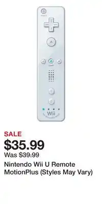 Game Stop Nintendo Wii U Remote MotionPlus (Styles May Vary) offer